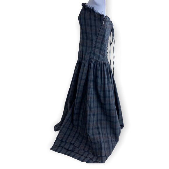 Anthropologie Maeve Gray Plaid Strapless Corset Dress size 0 - Picture 2 of 12